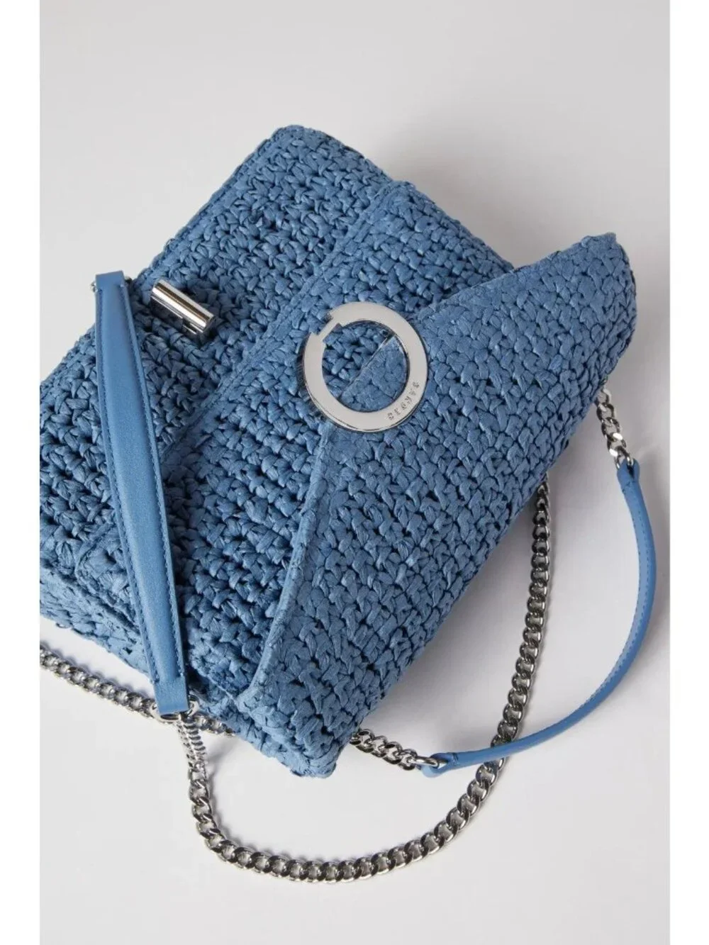 Sandro Raffia YZA Bag in Blue Womens Shoulder Crossbodybag handbag